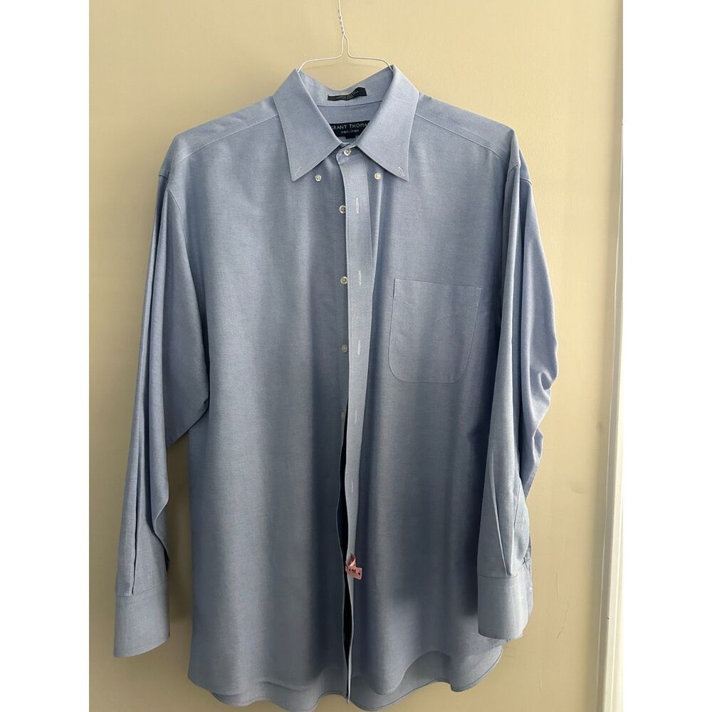 Grant Thomas Men’s Non-Iron Dress Shirt Blue 100% Cotton 16.5 32/33